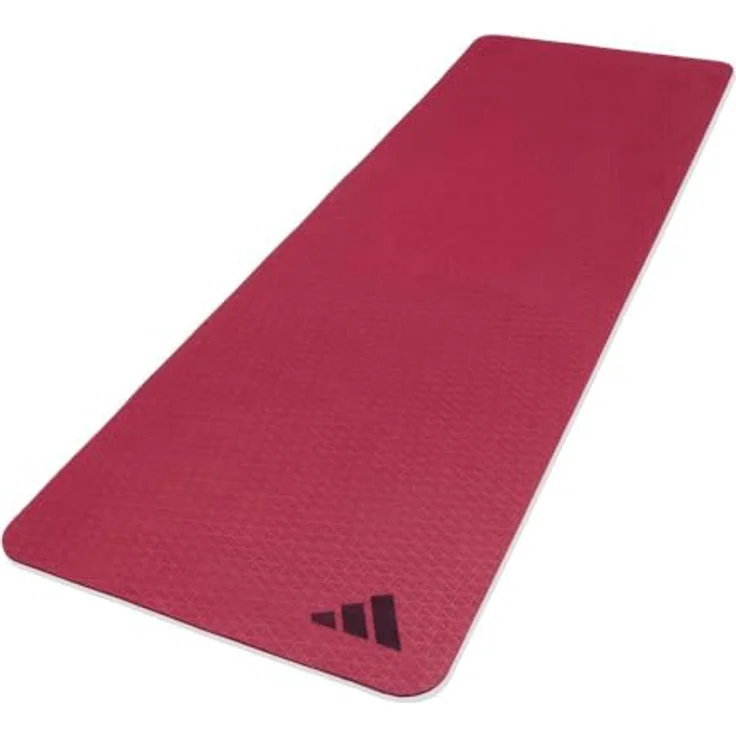 adidas Yogamatte, 6 mm dick, burgunderrot, mit rutschfester Oberfläche und Tragegurt, aus 50 % recycelten Materialien – Bild 2