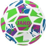 JAKO Lightball River, Fußball Größe 4, weiß/neongrün/pink, 350g, maschinengenäht, langlebig und formstabil
