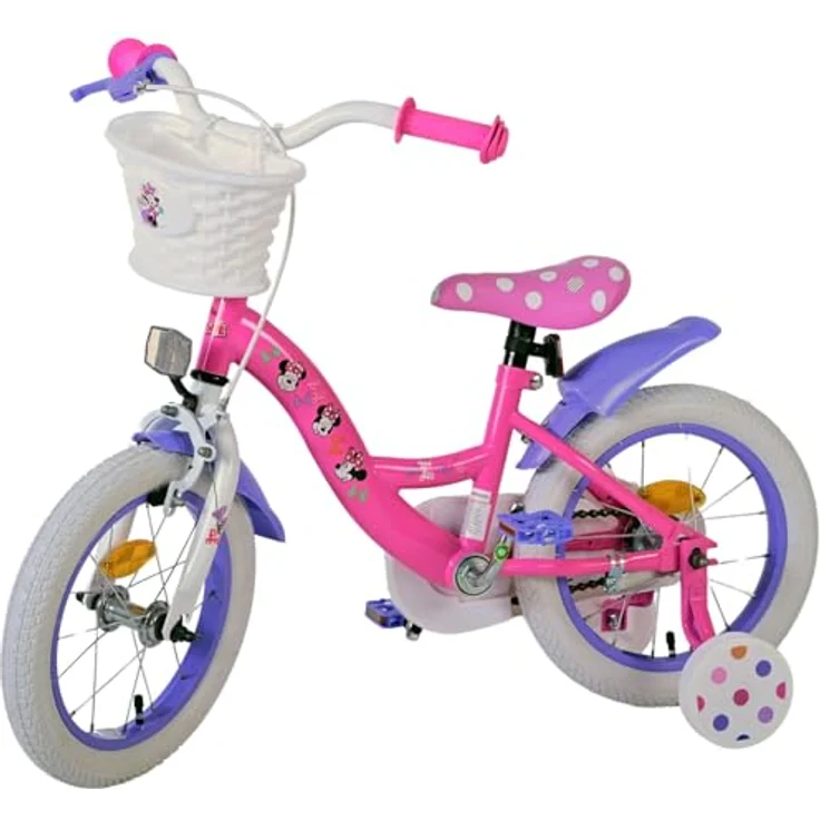 Volare Kinderfahrrad 14 Zoll Mädchenfahrrad Minnie Mouse 21412-SACB, Rücktritt, Korb, Stützräder, rosa – Bild 9