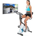 Skandika Foldaway X-2000 Fitnessbike zusammenklappbar mit Bluetooth, Tablet Halterung, Rückenlehne, Multifunktionscomputer, Handpulssensoren und 16-stufiger, computergesteuerter Widerstand