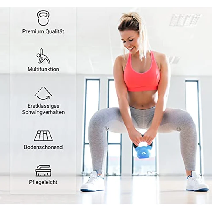 MSPORTS Kettlebell Neopren 2 – 30 kg inkl. Übungsposter Kugelhantel (30 kg - Bordeaux) - Studioqualität, Metallkern, hochwertiges Neopren, inkl. Übungsposter – Bild 3