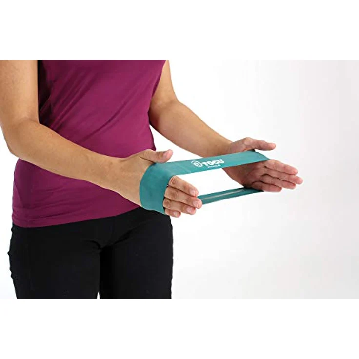 Togu Theragym Loop, Pilates-Band aus Latex, grün, mittel, inkl. Übungsposter für Dehnen und Kräftigen – Bild 3