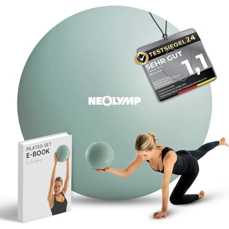 NEOLYMP Pilatesball 20 cm, rutschfester Mini Gymnastikball aus Silikon mit Pumpe für Core-Training, Balance, Yoga und Physiotherapie – Sky Blue – Bild 1