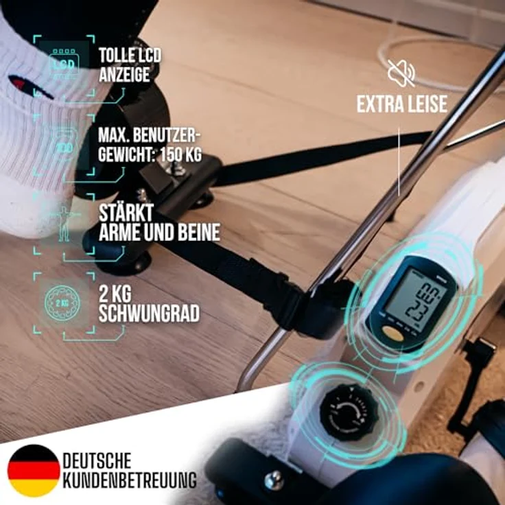 Fjoerdesports Professioneller Arm- und Beintrainer | extra leise, gelenkschonend & rutschfest | inkl. Befestigungsgurt | Heimtrainer für Zuhause | Seniorentrainer – Bild 3