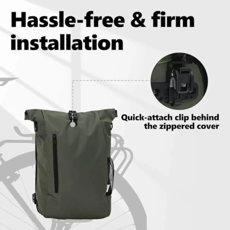 vidaXL Velotasche Gepäckträgertasche, wasserabweisend, 20 Liter Volumen, Rolltop-Verschluss – Bild 7