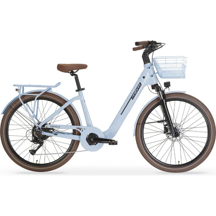 MBM Elektro-Citybike NEFELE 26 Zoll, hellblau, mit 250W Hinterradmotor, 15Ah Akku und 7-Gang Shimano Schaltung