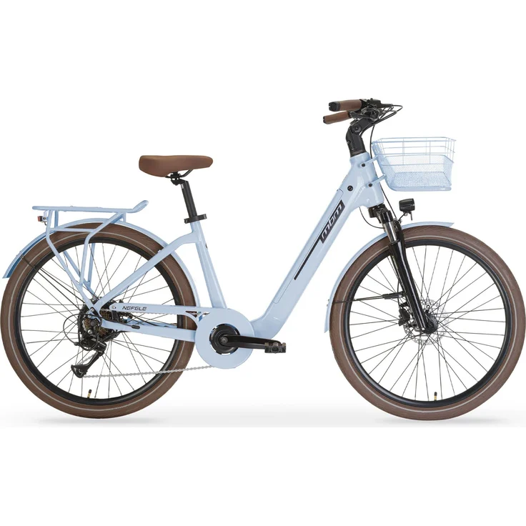 MBM Elektro-Citybike NEFELE 26 Zoll, hellblau, mit 250W Hinterradmotor, 15Ah Akku und 7-Gang Shimano Schaltung