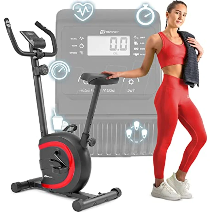 Hop-Sport HS-015H Heimtrainer Fahrrad für Zuhause - kompaktes Fitnessbike ideal für Senioren - Fitnessfahhrad mit Trainingscomputer für EIN max. Nutzergewicht von 120kg Rot - Preisvergleich – Bild 1