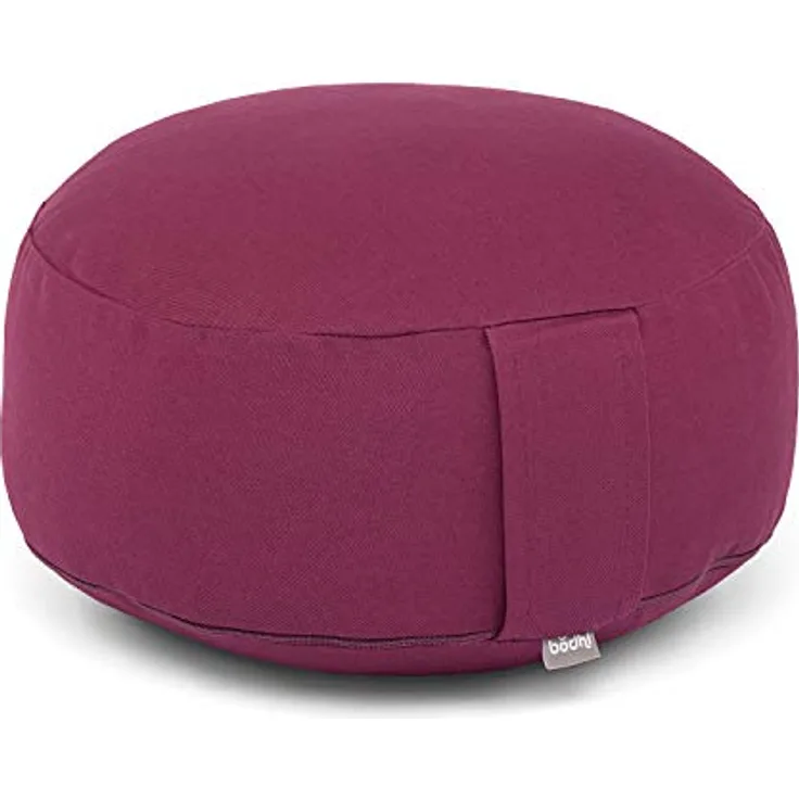 Bodhi Meditationskissen Rondo ECO | Yogakissen mit Bio Dinkelfüllung | Bezug aus 100% Baumwolle | Waschbarer Bezug mit praktischer Trageschlaufe | Höhe 20 cm (aubergine) - Preisvergleich