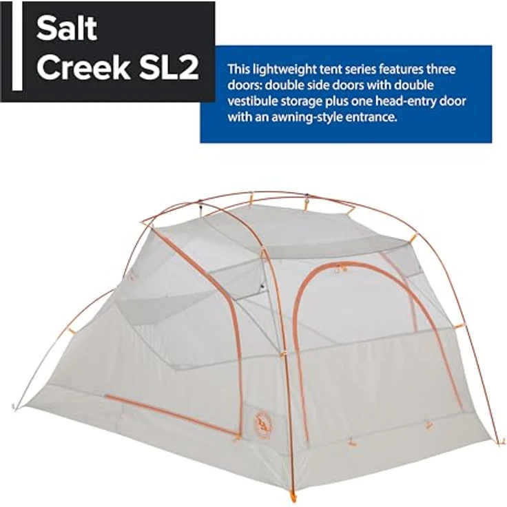 Big Agnes Salt Creek SL2 Zelt grau/orange, wasserdicht mit 15.000 mm Wassersäule – Bild 2