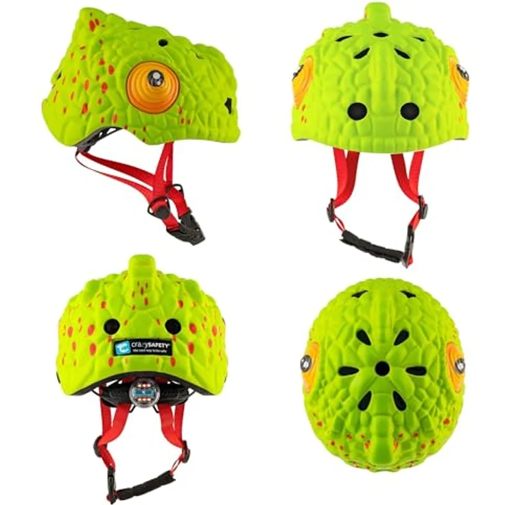 Crazy Safety Chameleon, Fahrradhelm für Kinder in Grün mit EN1078 Sicherheitsstandard, bequemer Anpassung und effektiver Belüftung – Bild 2