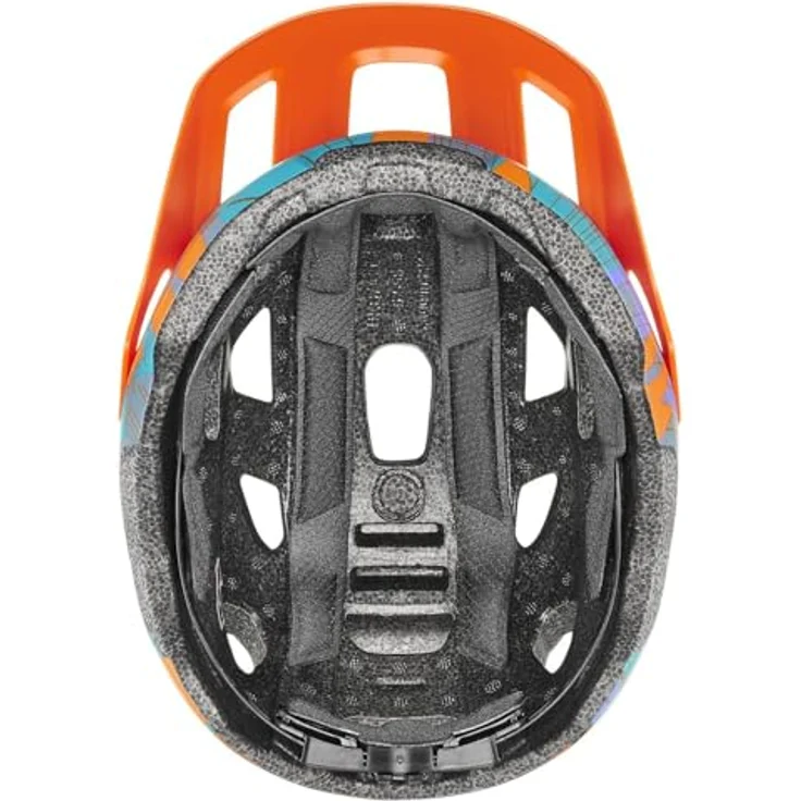 Uvex Sports react jr. Velohelm, 52-56 cm, papaya camo matt, mit Fliegengitter und Sonnenblende – Bild 4