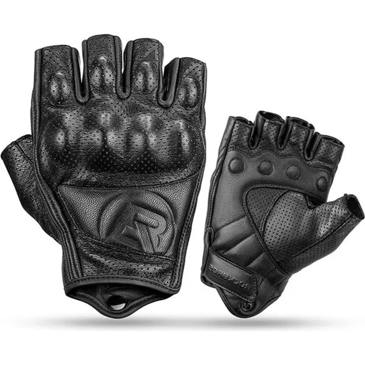 Rockbros 16220006002 M Motorradhandschuhe aus Leder, schwarz, mit Knöchelenschutz und verbessertem Grip
