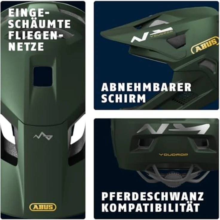 Abus YouDrop FF, Fullface-Velohelm für Kids, Größe 48 - 55 cm mit abnehmbarem Kinnschutz und Belüftungssystem – Bild 3