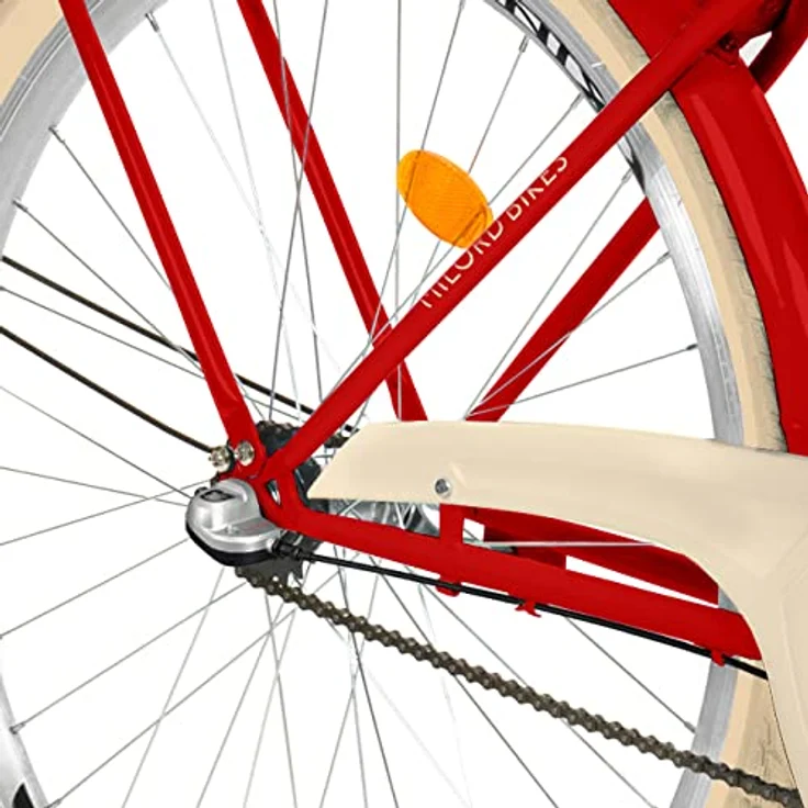 Milordbikes City-Fahrrad, Rot, 46 cm, Metallrahmen, Freizeit- und Sportbike mit Aluminiumfelgen und integriertem Träger – Bild 8