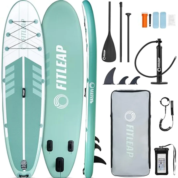 Fitleap Premium Stand Up Paddling Board Set, aufblasbares SUP Board mit Pumpe, verstellbarem Paddel, Rucksack, vielseitig einsetzbar für Yoga, Surfen und Wassersport – Bild 1