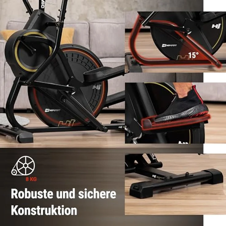 Hop-Sport Cross Stepper für zuhause HS-450B Dynamic - 2-in-1 Crosstrainer und Stepper mit Trainingscomputer - Schwarz Gold – Bild 4