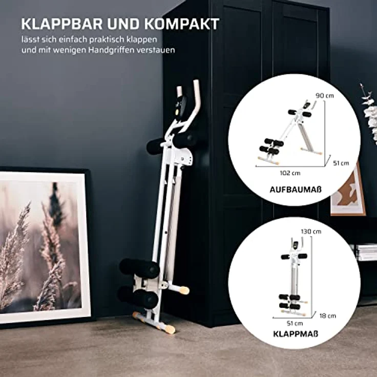 SportPlus Bauchtrainer SP-ALB-011-W-X, Bauchtrainer, Rückentrainer, klappbar & platzsparend, weiß – Bild 5