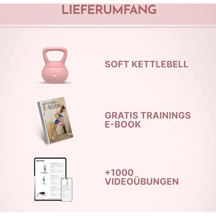 NEOLYMP Soft Kettlebell, bodenschonende & leise Kugelhantel mit Eisensandfüllung, ergonomischer Softgriff, 2–12 kg, ideal fürs Homegym – Bild 2