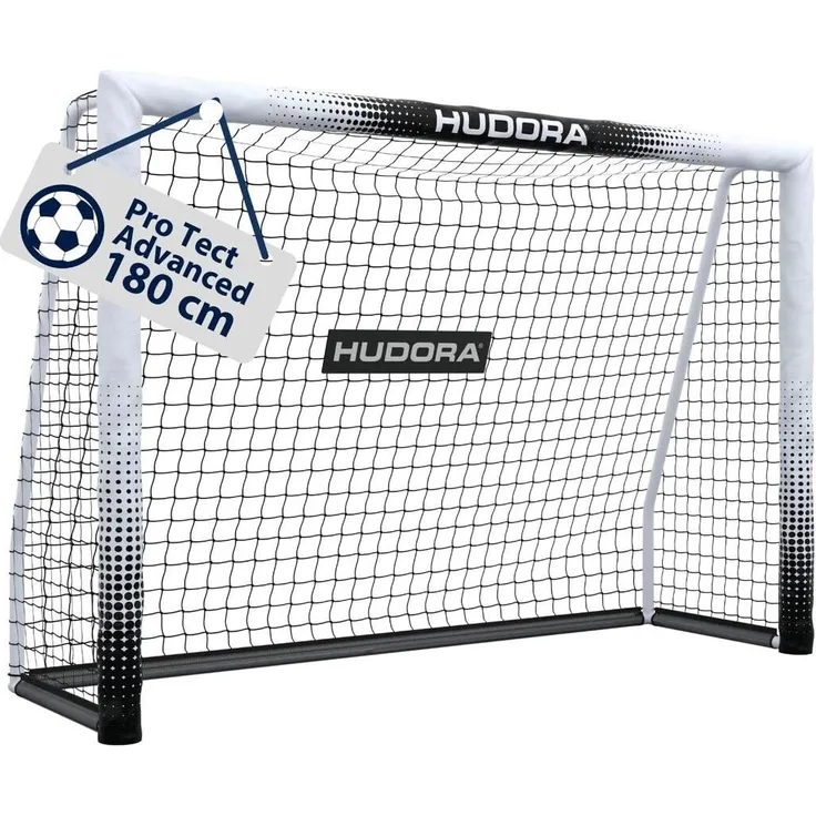 Hudora Fussballtor Protect 180, robustes Tor mit pulverbeschichtetem Stahlrahmen, wetterfest, inklusive 5 U-Heringen