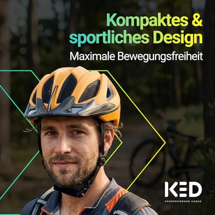KED Spiri II Trend Allround Fahrradhelm mit LED Licht, Reflektor, Optimierter Belüftung, Insektenschutznetz und K-FIT System, Farbe: Amber Matt, Größe: 52-58 (M) – Bild 2