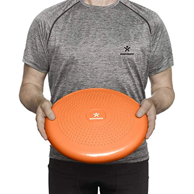 BODYMATE Ballsitzkissen inkl. Pumpe ORANGE 34cm Durchmesser - Balance-Kissen, Luftkissen, Balance Pad, Noppenkissen - Core-, Fitness-, Reha-, Koordinations- und Rückentraining – Bild 4