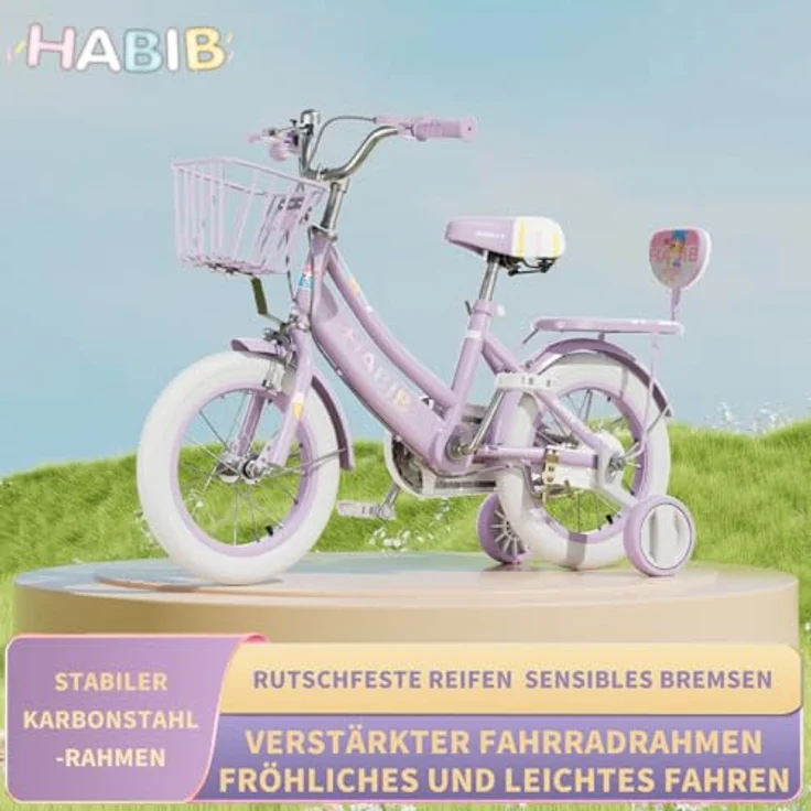 Habib Gruppe Kinderfahrrad, Komplettset mit Schutz-Set und höhenverstellbarem Sattel, pink – Bild 2