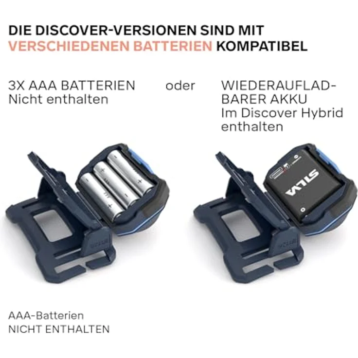 Silva Stirnlampe Discover, batteriebetrieben, 500 Lumen, 3 Helligkeitsstufen, wasserdicht, mit weiß, orange & rot LED – Bild 5