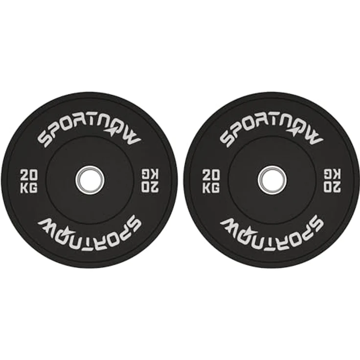 SPORTNOW Hantelscheiben 2er-Set, 2 x 20kg, Gummigewichte mit 5 cm Bohrung für Olympiastangen, Schwarz – Bild 1