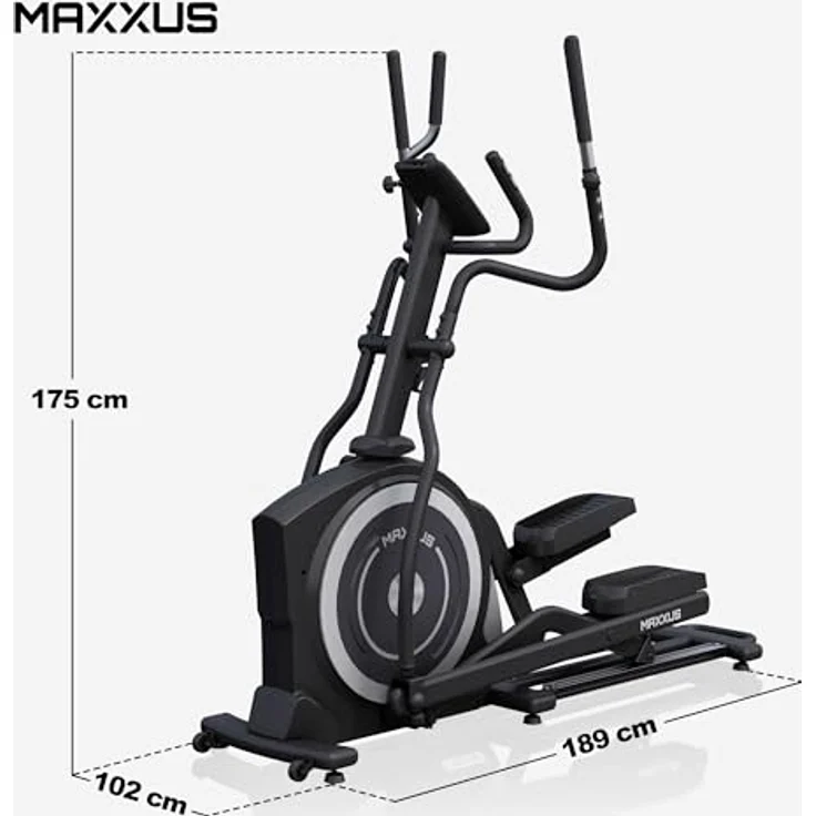 MAXXUS Crosstrainer CX 7.8 - Verstellbar, 26kg Schwungmasse, 12 Programme, 16 Widerstandsstufen, Magnetbremssystem, 180kg, Flaschenhalter, Handpulssensoren - Ellipsentrainer für Zuhause, Heimtrainer – Bild 3