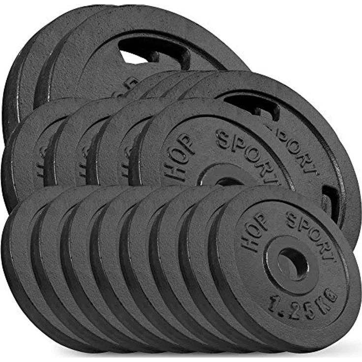 Hop-Sport 60 kg Gusseisen Hantelscheiben 30mm - Guss Gewichte Hantel Sets zur Auswahl - 30/31 mm Bohrung (2x10kg + 4x5kg + 4x2.5kg + 8x1.25kg) – Bild 1
