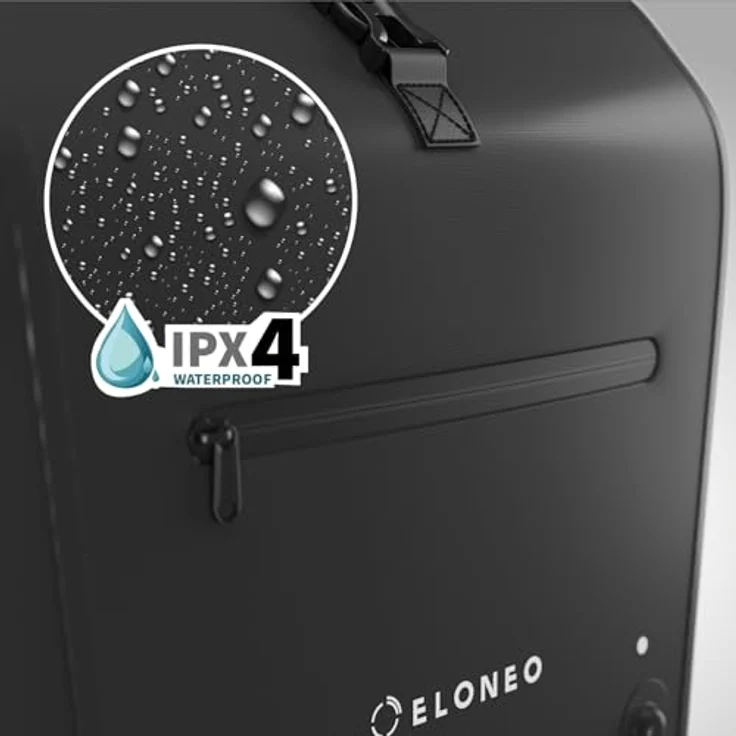 eloneo Fahrradtasche Gepäckträgertasche, wasserdicht mit LED, schwarz – Bild 5