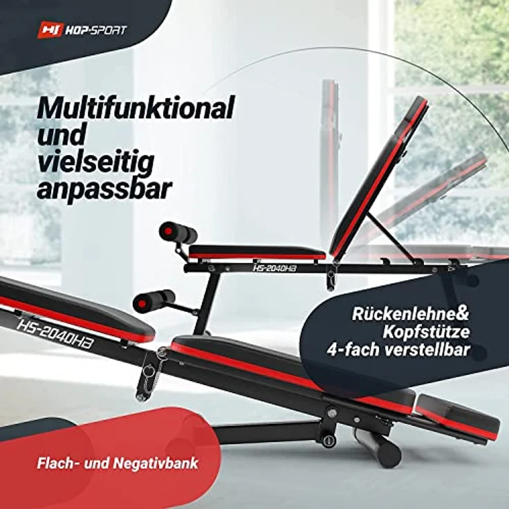 Hop-Sport klappbare Hantelbank HS-2040 - multifunktions Trainingsbank perfekt für Bankdrücken oder Ganzkörpertraining – Bild 3