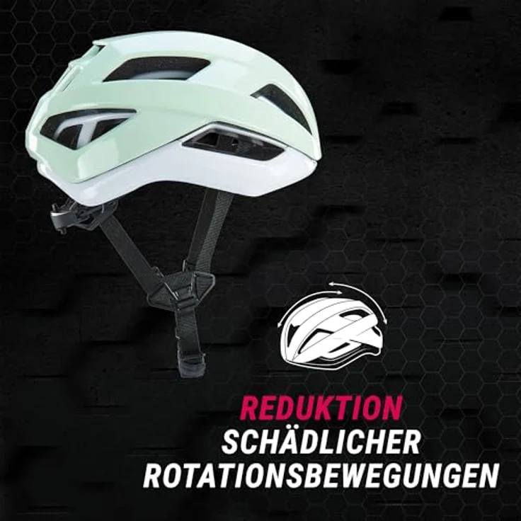 Prophete E-Bike Smart Fahrradhelm, mit Rotationsschutz, Inmold Technologie, grün/weiß, verstellbar für Kopfumfang 55–59 cm – Bild 3