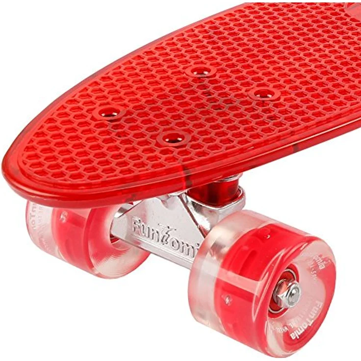 FunTomia 57cm Mini-Cruiser Skateboard mit LED Leuchtrollen, Aluminium Truck, ABEC-9 Kugellager und T-Tool – Bild 4