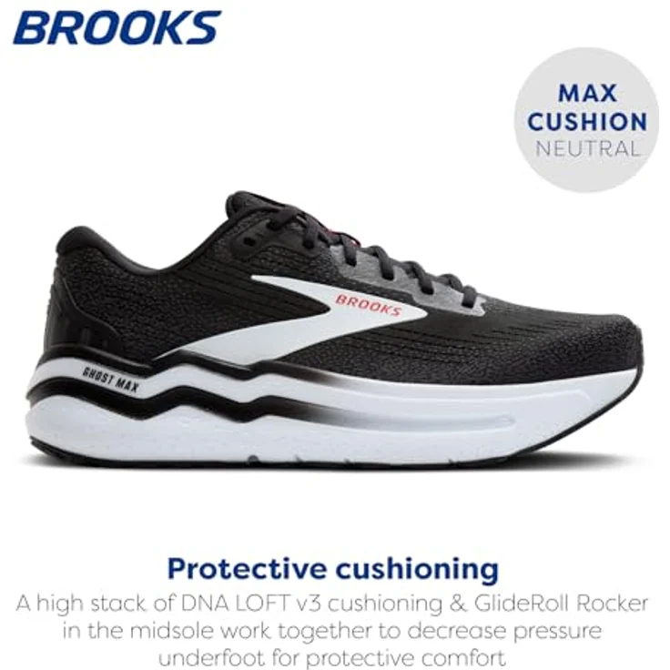 Brooks Running Ghost Max 2, Herren Laufschuhe mit weicher Dämpfung und breiter Sohle, Schwarz (42.5) – Bild 2