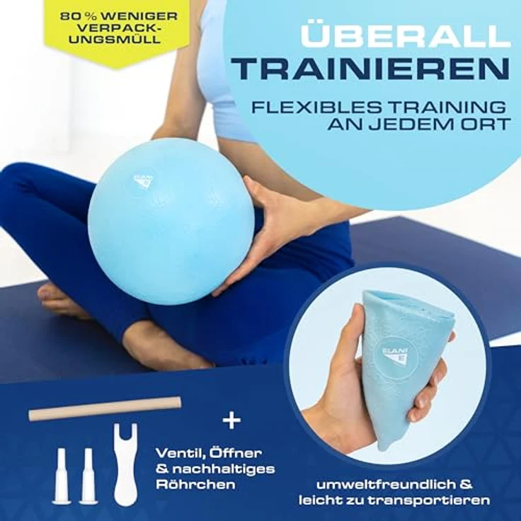 ELANI Pilates Ball - nachhaltig, rutschfest & extrem belastbar - als Beckenboden Ball oder Soft Pilates Ball einsetzbar | Gymnastikball klein - 25 cm – Bild 4