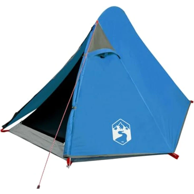 vidaXL Kuppelzelt, Campingzelt für 2 Personen Wasserdicht, mit Abnehmbarem Überzelt, Leicht Tragbar, Blau – Bild 1