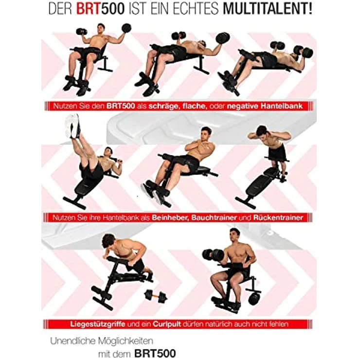 Sportstech Hantelbank BRT500, 8in1 Multifunktion, Easy-Folding-System, EVA Polstermaterial, inkl. XXL-Übungsposter - Preisvergleich – Bild 3