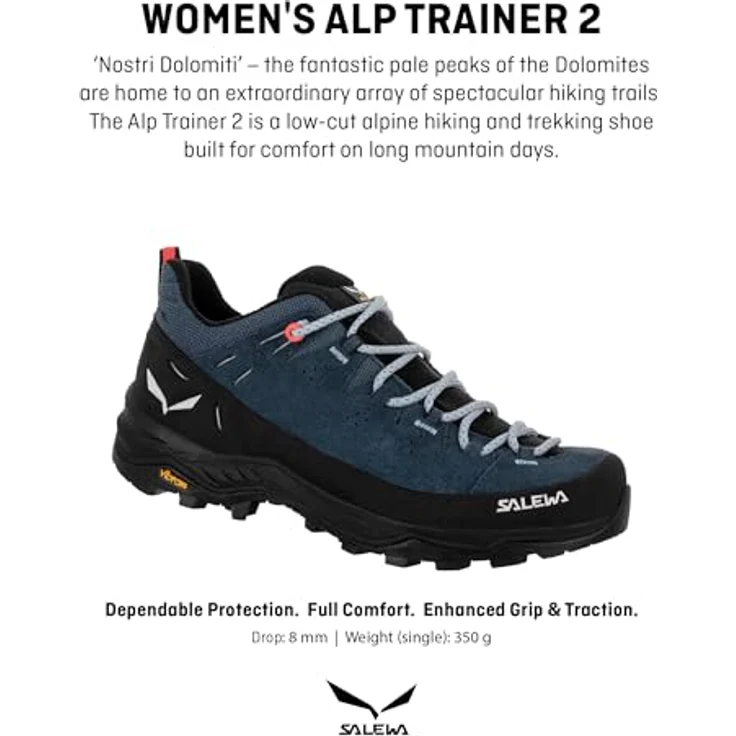 Salewa Alp Trainer 2, Damen-Wanderschuh aus Veloursleder mit Vibram-Außensohle, denimblau/schwarz – Bild 2