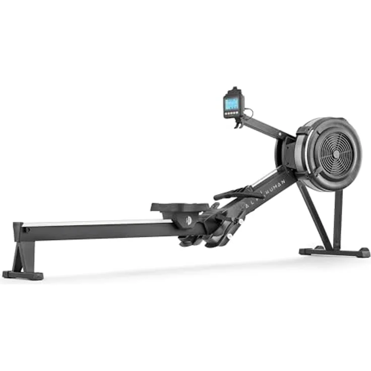 Half Human Air Rower Rudergerät, professionelle Ruderzugmaschine mit 10 Luftwiderstandsstufen, Bluetooth, 8 Programme, LCD-Display, max. Benutzergewicht 150 kg