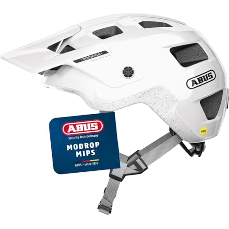 ABUS MoDrop MIPS, Mountainbike-Helm mit Aufprallschutz, individuelle Passform, Unisex, Weiß, Größe M – Bild 1