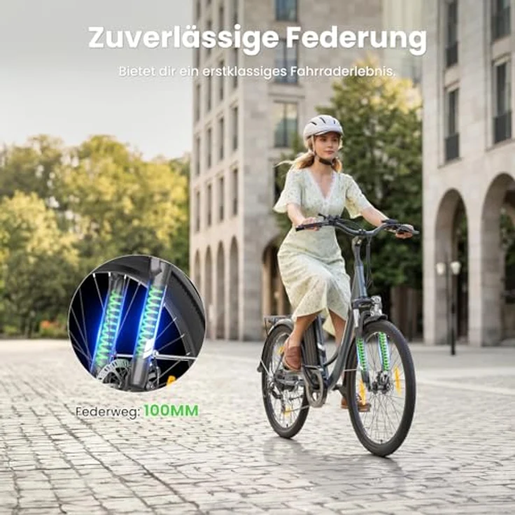 Touroll Breezi B1 E-Bike 250W, 90 km Reichweite, Shimano 7-Gang, 100 mm Federgabel, Tiefeinsteiger, max. 25 km/h – Bild 7