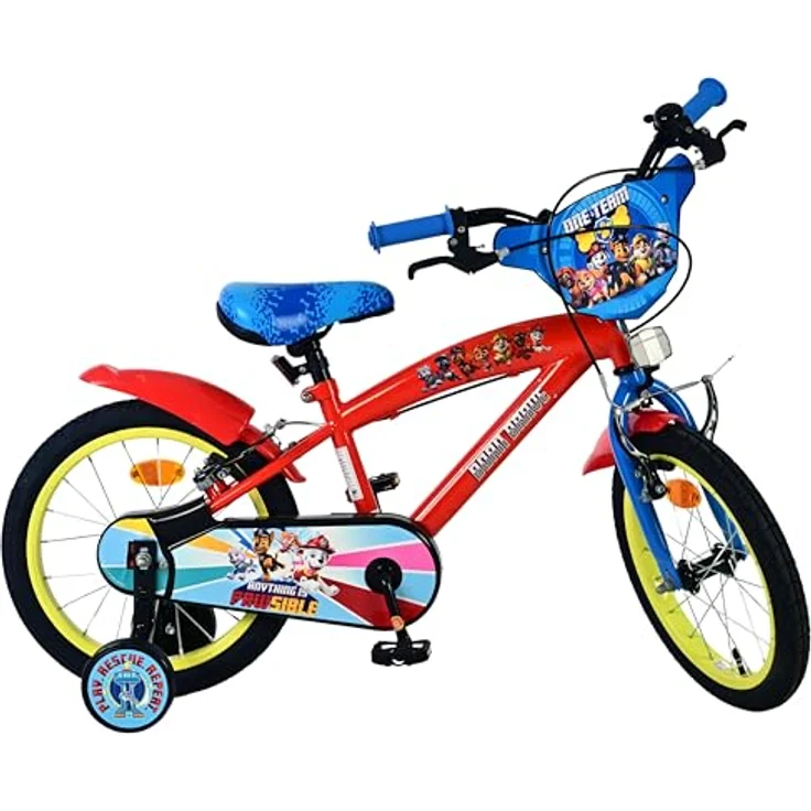 Volare Paw Patrol Kinderfahrrad, 16 Zoll, Rot, zwei Handbremsen, höhenverstellbarer Sattel und Lenker, für Jungen von 4 bis 6 Jahren – Bild 1