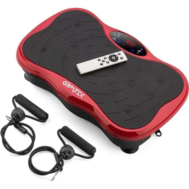 Gymtek Vibrationsplatte - Rüttelplatte Sport für Zuhause mit 99 Geschwindigkeitsstufen, 5 Trainingsprogrammen und Touchscreen - Ideal für Gewichtsabnahme, Fettverbrennung und Muskelaufbau (Rot) – Bild 1