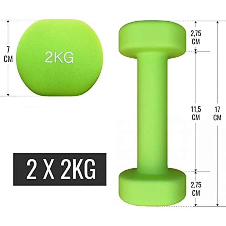 GORILLA SPORTS® Kurzhanteln Set - 12 kg Gewichte mit Koffer, 2 x 1 kg, 2 x 2 kg und 2 x 3 kg Gewichte, Rutschfeste, Neopren - Hantelset, Aerobic Dumbbells, Krafttraining, Hantelkoffer, Fitness Hanteln – Bild 5