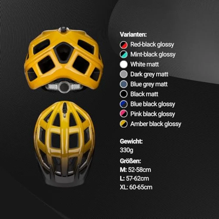 KED Crom Fahrradhelm, Allround-Helm mit K-FIT Anpassungssystem, LED Rücklicht, amber black glossy, Größe: 52-58 (M) – Bild 6