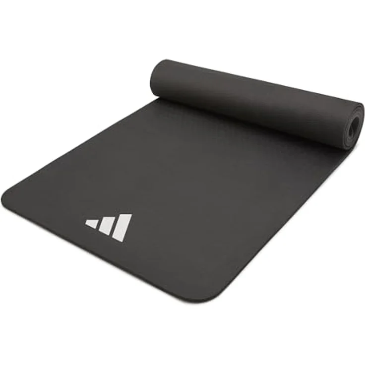 adidas Yogamatte, 8 mm, Schwarz - Dämpfende Matte für Yoga und Pilates, rutschfeste Oberfläche, leicht und rollbar – Bild 2