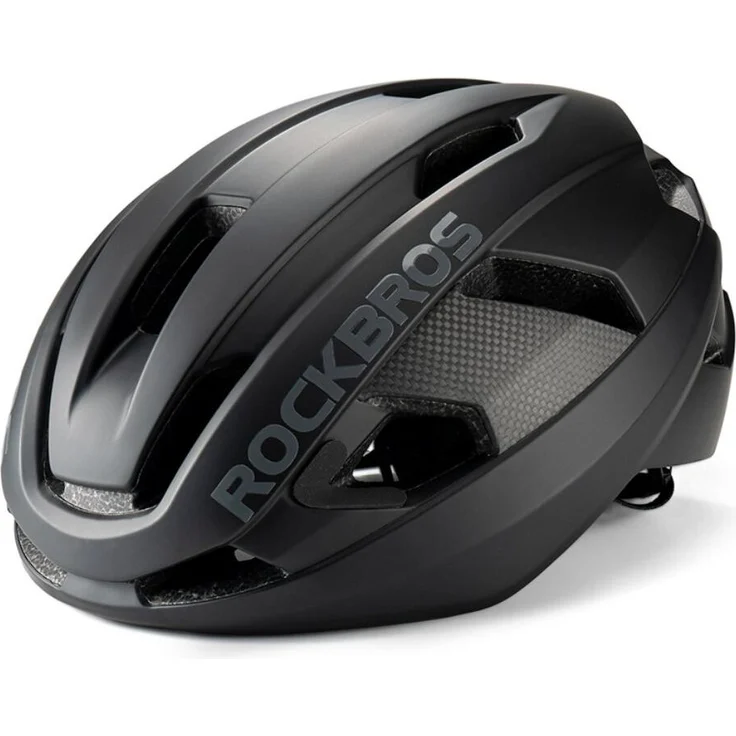 ROCKBROS LK-15 Carbonfaser-Fahrradhelm, 58-62 cm, leicht, stoßabsorbierend, mit 3D-GRID-Dämpfungssystem, schwarz