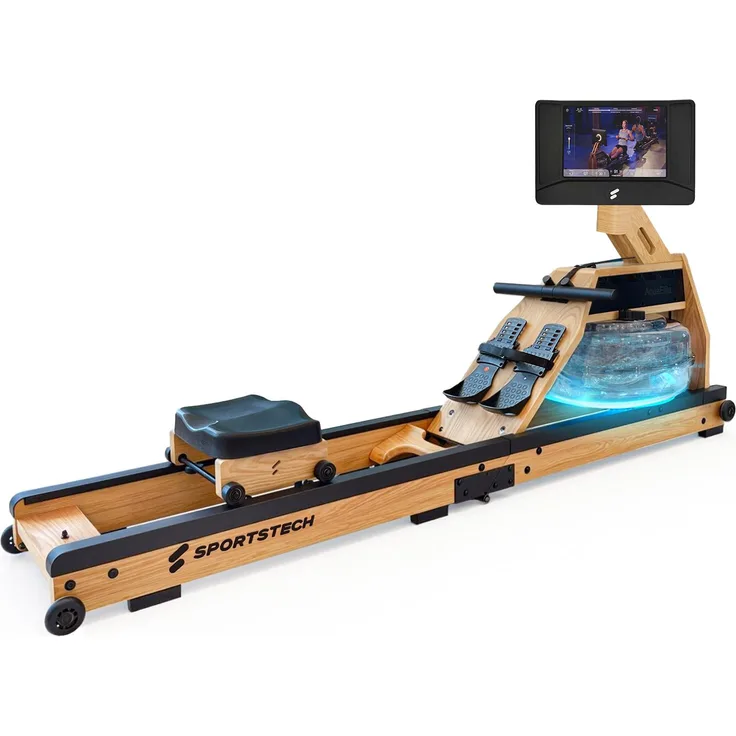 Sportstech AquaElite 10,1" Rudergerät mit Wassermagnet Widerstand für Zuhause